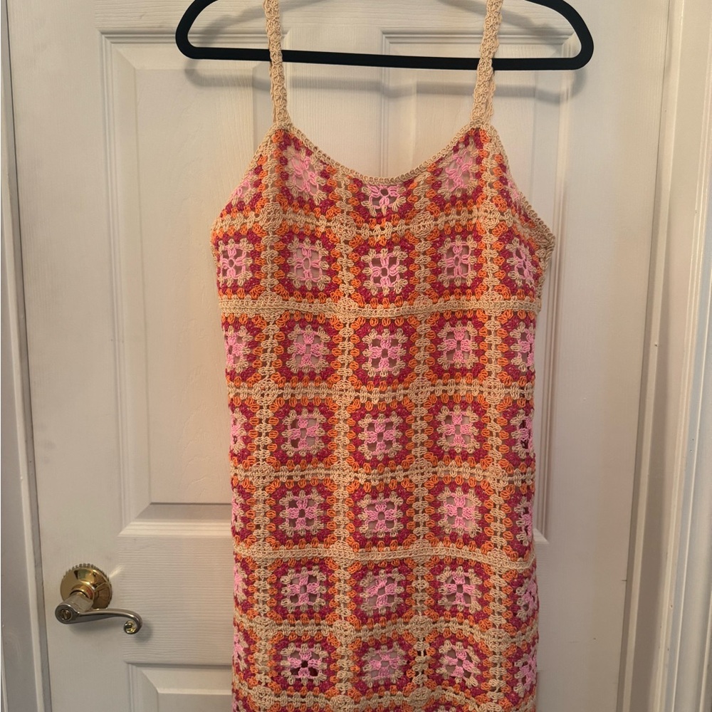 Aqua Crochet Knit Dress – Multi – Size M – NWT